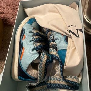 Lanvin Blue and Orange Sneakers with Rope Laces